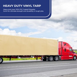 Tarps Now Heavy Duty Vinyl Tarp, (5' x 10') with Stainless Steel Grommets - Waterproof Multi Purpose Tarpaulin Canopy Sheet Cover for Indoor and Outdoor - Tan, 18 oz, 20 Mil