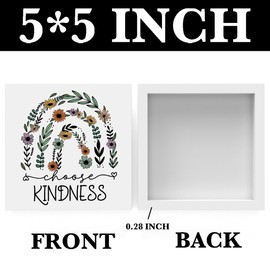 Choose Kindness Wooden Box Signs Decoration Inspirational Quotes Desk Sign, Motivational Gifts for Kids Teacher, Sunflowers Decor Signs for Home Office Bathroom Shelf Decoration