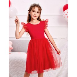 Arshiner Tutu Dress for Girls Cotton Backless Tulle Summer Flower Girl Dresses Red Size 6