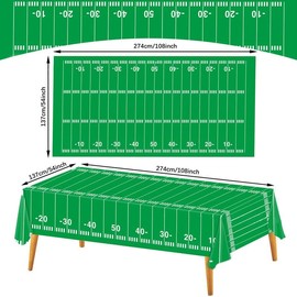 Kesfey 3 Packs Football Party Tablecloth 54 x 108 Inches Football Field Touchdown Tablecover Disposable Plastic Football Themed Birthday Table Cloth Gameday Tailgate Rugby Tablecloths for Superbowl
