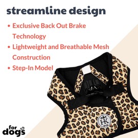 Huxley & Kent Hudson Harness | Tan Leopard (Extra-Small, 6-10lbs) | Easy Control Step-in Mesh Vest Harness for Dogs with Reflective Strips for Safety | H&K Walking, Training Harness for Dogs