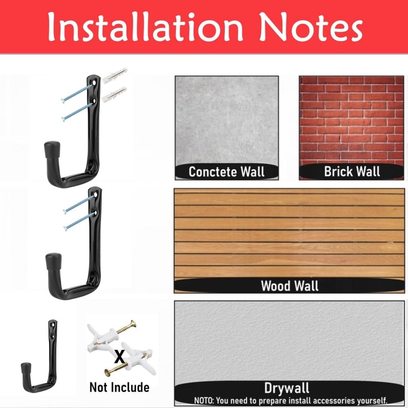 Garage Storage Hooks, Heavy Duty Wall Mount, J Utility Hangers