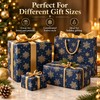 Snowflake Wrapping Paper Roll for Holiday Gifts – Double-Sided Navy