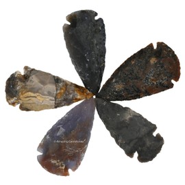 5 Pieces Fancy Jasper Arrowhead, Crystal and Healing Stone Flint Rock Arrow Head - 2" to 3" Arrowheads for DIY Project Craft Point Jewelry Making