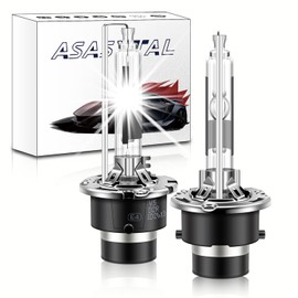 Asasytal D2R Xenon Bulbs, 35 W 12 V 6000 K Super White X-treme Discharge Lamp with High Brightness, Replacement of Bi-HID Xenon Headlight Headlight Retrofit Kit with Durable Metal Base, 1 Pair