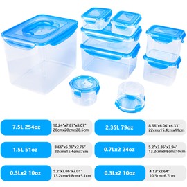 MingDaisy Airtight Food Storage Containers with Lids, BPA Free, Leakproof, Stackable Space Saving Design, Microwave, Dishwasher, Freezer Safe for Meal Prep, Keep Salad Fresh, Set of 9 [10oz-254oz]