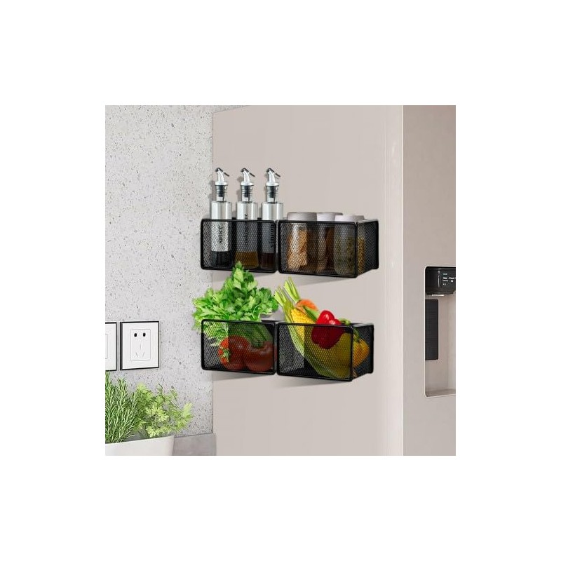 Culinavog Magnetic Shelf, Spice Rack, Magnetic Fridge Shelf, Kitchen Organiser,