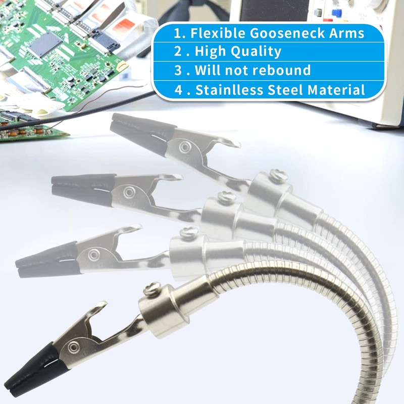 4-Pack Helping Hands Soldering Clamp,Adjustable Soldering Clip,Flexible Gooseneck Metal Arms