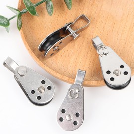 Pulley for Ropes, Pack of 4 Pulley Steel Cable Made of Stainless Steel for Ropes from 2 mm to 8 mm, Pulley, Pulley, Cable Winch, Swingable, Suitable for Sailing Boats, Yachts, Ships, Awnings, Fitness