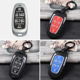 ontto Plastic Car Key fob Cover fit for Hyundai Tucson Sonata DN8 NX4 Ioniq 5 Nexo New Santa Fe Grandeur Azera 2019 2020 2021 2022 Keyring Accessories Remote Key Holder Keychain 6 Buttons Black