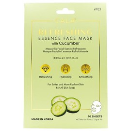 Cala Refreshing Essence Face Masks with Cucumber - 10 Sheets Hydrating Sheet Masks for Soothed, Radiant Skin