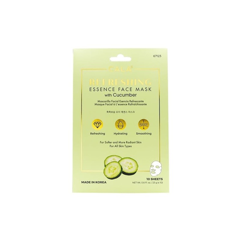 Cala Refreshing Essence Face Masks with Cucumber - 10 Sheets
