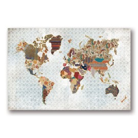 Gango Home Decor Bohemian Pattern World Map Geo Background by Laura Marshall (Printed on Paper); One 18x12in Unframed Paper Poster