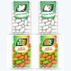 Mints variety 4 Pack – 2 Fresh Mint & 2 Lime and Orange Flavors – Sugar-Free Breath Mints 4 x18g