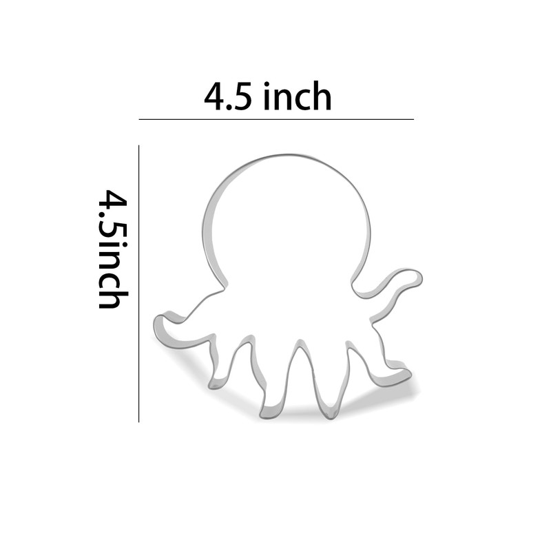 Keewah Octopus Cookie Cutter, 4.5”, Stainless Steel