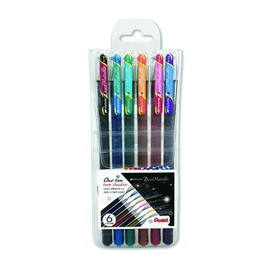 Pentel Hybrid Dual Metallic 1.0mm Gel Pen One Wallet of 6 Assorted Colours (K110-6)