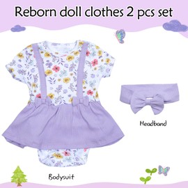 Baby Doll Clothes Floral Dress + Bow Headband Girl Doll Clothing