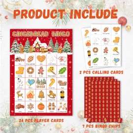 IDWHUIE Christmas Bingo Game for Adults, Gingebread Themed Board Games for Family Party Large Group Activities, Holiday Party Favors Gifts Supplies, Bingo Set Accessories, 02