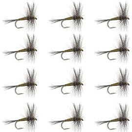 The Fly Fishing Place Blue Winged Olive BWO Classic Trout Dry Fly Fishing Flies - Set of 12 Flies Size 18 - One Dozen