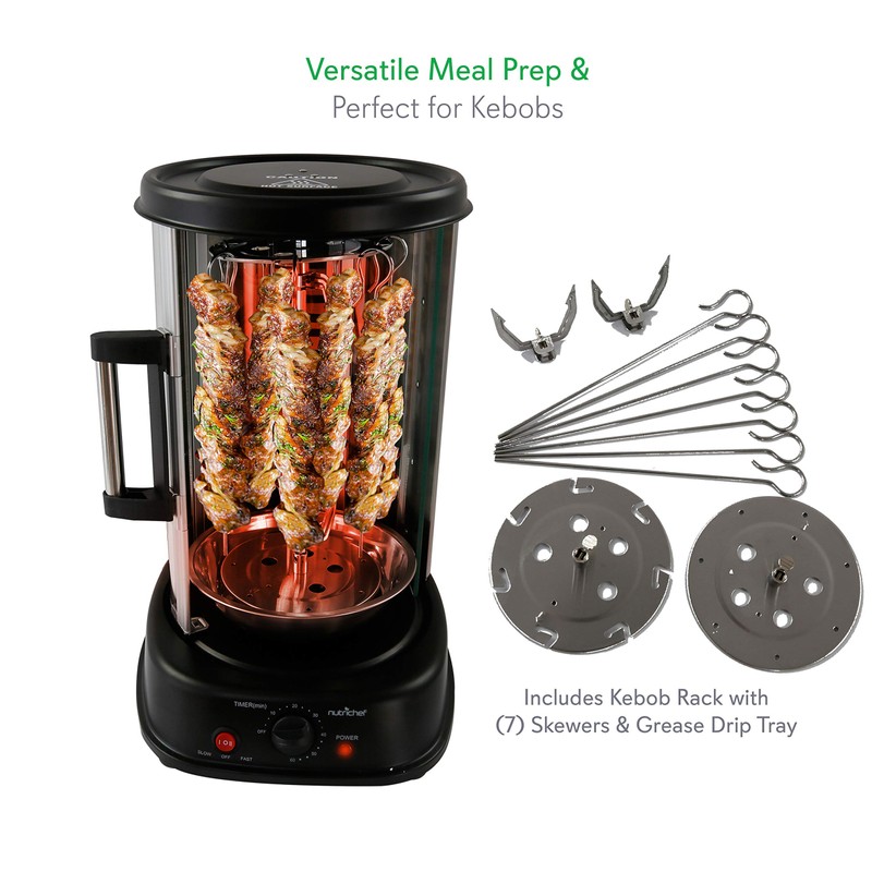 NutriChef Countertop Vertical Rotating Oven - Rotisserie Shawarma Machine, Kebob