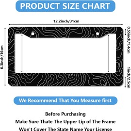 Cute License Plate Frame,Funny License Plate Frame 2 Pack Car Accessories Aluminum License Plate Covers for Men Women 2 Holes with Screws 12.2 X 6.3 inch (Topographic Map)