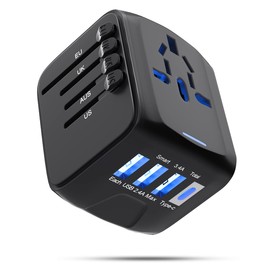Adaptador de Viaje Internacional,Adaptador de Enchufe Internacional Universal,Adaptador Universal de Viaje con 4 Salidas,3 Puertos USB y 1 Tipo C,Disponible en Europa,Asia,Reino Unido,UU.,Australia
