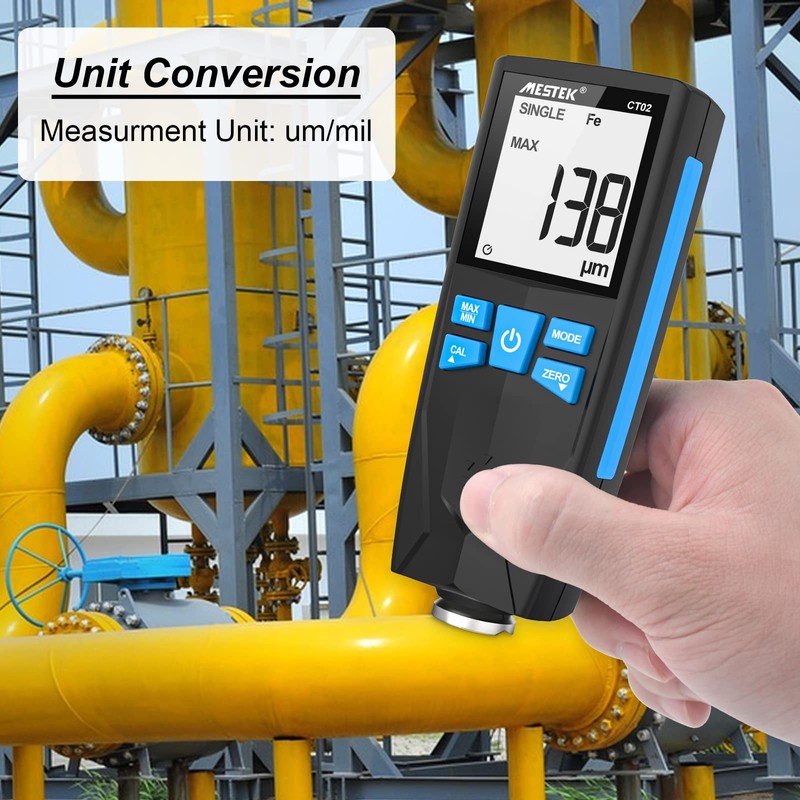 MESTEK Paint Thickness Meter 0-1500um with LCD Display 2 Measuring
