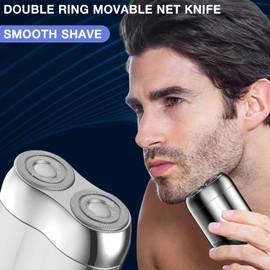 2026 New Model Mini Dual-Head Electric Shaver, Electric Mini Portable Razor, Pocket Size Washable Double Head Razor, Rechargeable Waterproof Compact Electric Shaver for Home, Car, Travel (Silver)