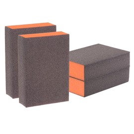 HARFINGTON 4pcs Sanding Sponge Blocks #220 (800-1000 Grits) Wet/Dry Hand Sanding Sponges, 100x70x25mm Foam Sanding Block Pad for Polishing Kitchen Metal Wood Drywall Furniture, Brown&Orange