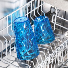 Omada Design Wassergläser Set, Packung mit 4 farbigen Kunststoffgläsern aus transparentem Acryl (Bpa Free), 50cl Kapazität, Made in Italy, Verarbeitung mit Diamanteffekt, Diamond Linie, Transparent