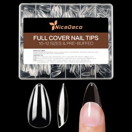 Nicedeco Gel Nail Tips Medium Stiletto Shape Nails, 504Pcs Clear Soft Tips Full Cover False Nails for Gel Nail Extensions Press on Nails - 014