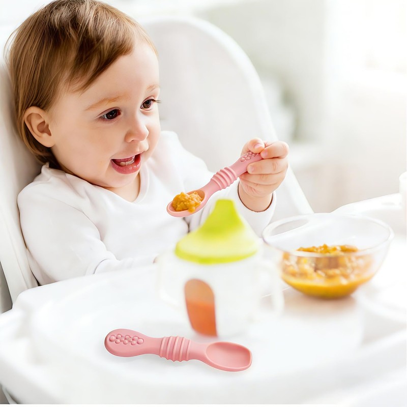 Cucharas de Silicona para Niños – Juego 8 pcs Arcoíris