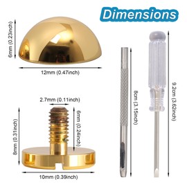 Notgia 8 Sets 12MM Purse Hardware Brass Studs for Clothing Rivets for Leather Purse Feet for Handbags Spikes and Studs for Repair and Decorate Clothing Shoes Belt Pet Collar Leather Craft (Gold)