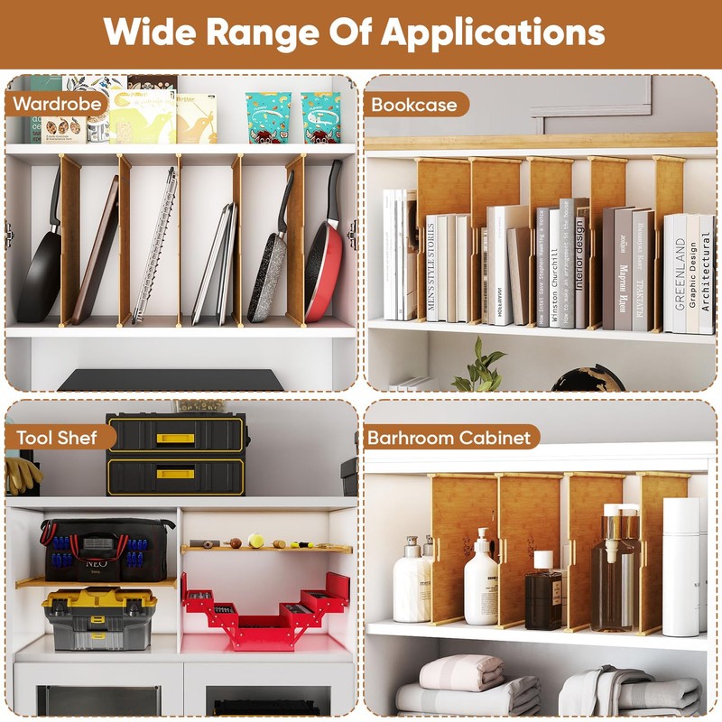 Tcatec 6 Set Wooden Tray Dividers for Cabinets, Kitchen Cookie