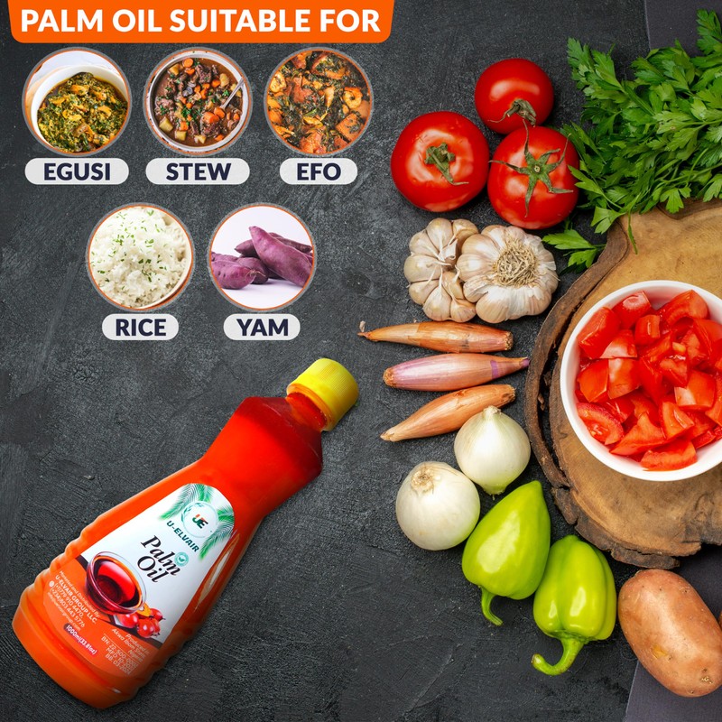 U-ELVAIR 100% Palm Oil, Palm Oil for Cooking, Manteca de