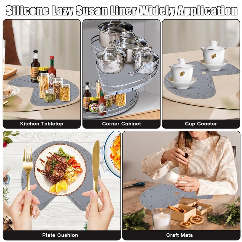 2 PCS 26" Lazy Susan Shelf Liner, Jaxbo Silicone Lazy