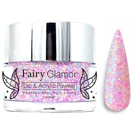 FAIRY GLAMOR Pink Glitter Dip & Acrylic Nail Powder - Eat Me - 1 oz