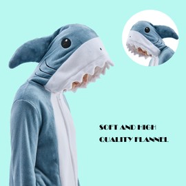 VEULENT Adult Onesie Pajamas Unisex Animal One-Piece Cartoon Costume Cosplay Homewear Sleepwear Partywear For Men Women (Shark, Small)