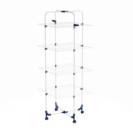 Lavish Home Clothes Drying Rack – 4-Tiered Laundry Station with Collapsible Shelves and Wheels for Folding, Sorting and Air Drying Garments