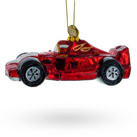 Sleek Racing Sports Car Blown Glass Christmas Ornament