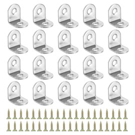 PATIKIL Stainless Steel Corner Braces 0.79 x 0.79 Inch,20 Pieces L Bracket Joint Right Angle Support Bracket L Shaped Corner Fasteners with Screws for Shelves, Silver