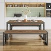 SHA CERLIN 3-Piece Dining Table Set with 2 Benches, Rustic