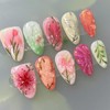 MouyouGlow 30 Pieces Press on Nails Kurz,Almond Gradient French 3D