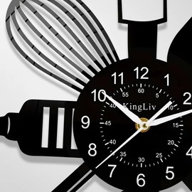 for Kitchen Lovers: 12 Inch Silent Wall Clock, Fun Themed Decor for Holiday Cooking & Family Gatherings, Non-Ticking, Ideal for Kitchen, Dining Room (Black)