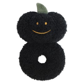 Doindute Baby Pumpkin Soft Rattle Toy, Plush Pumpkin Infant Shaker Rattle Easy-Grasp Stuffed Animal Toy, Gifts for Newborns Babies Toddlers Boys Girls, Black, 6 Inches
