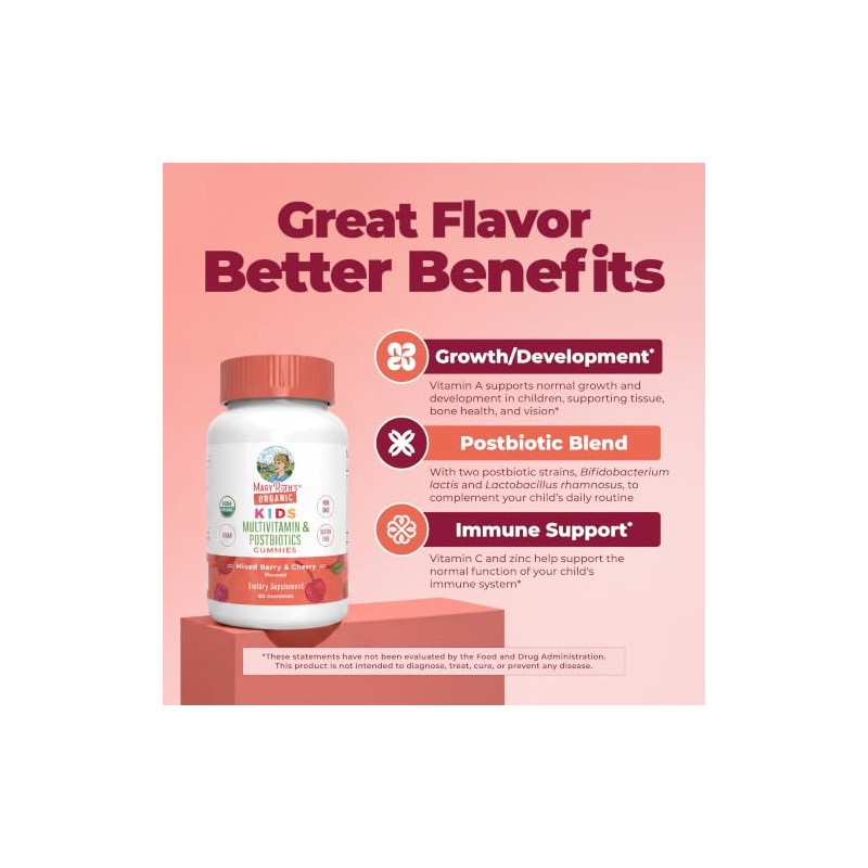 Mary Ruth Organics Multivitamínico Orgánico Niños Gomitas Posbióticas Postbióticas