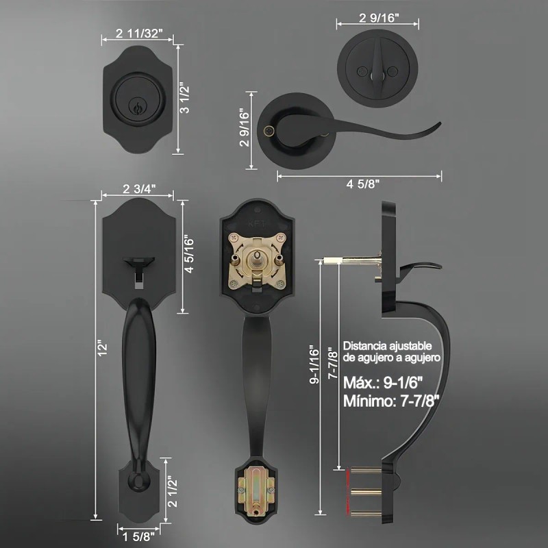 Cerradura Banna Puerta Principal Negra Aleación De Zinc Extensible 60