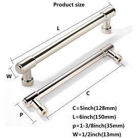 khtumeware 2 Pack Polished Nickel Cabinet Pulls Center to Center 5" (128MM) Kitchen Handles for Cabinets Cupboard Handles Drawer Pulls.