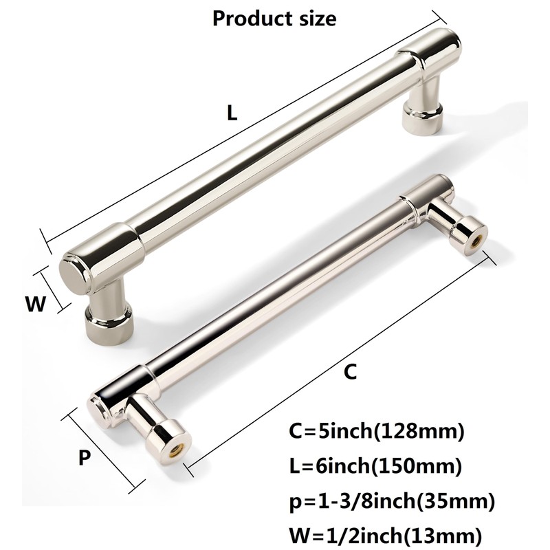 khtumeware 2 Pack Polished Nickel Cabinet Pulls Center to Center