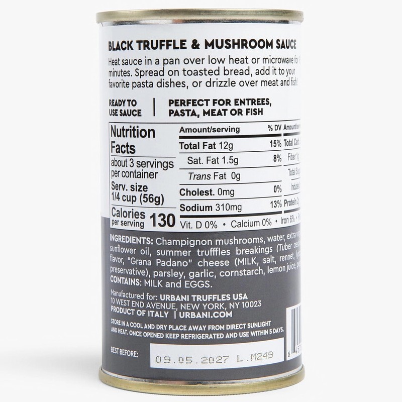 Urbani Truffles Mushroom & Black Truffles Sauce 180g (6.4oz) -